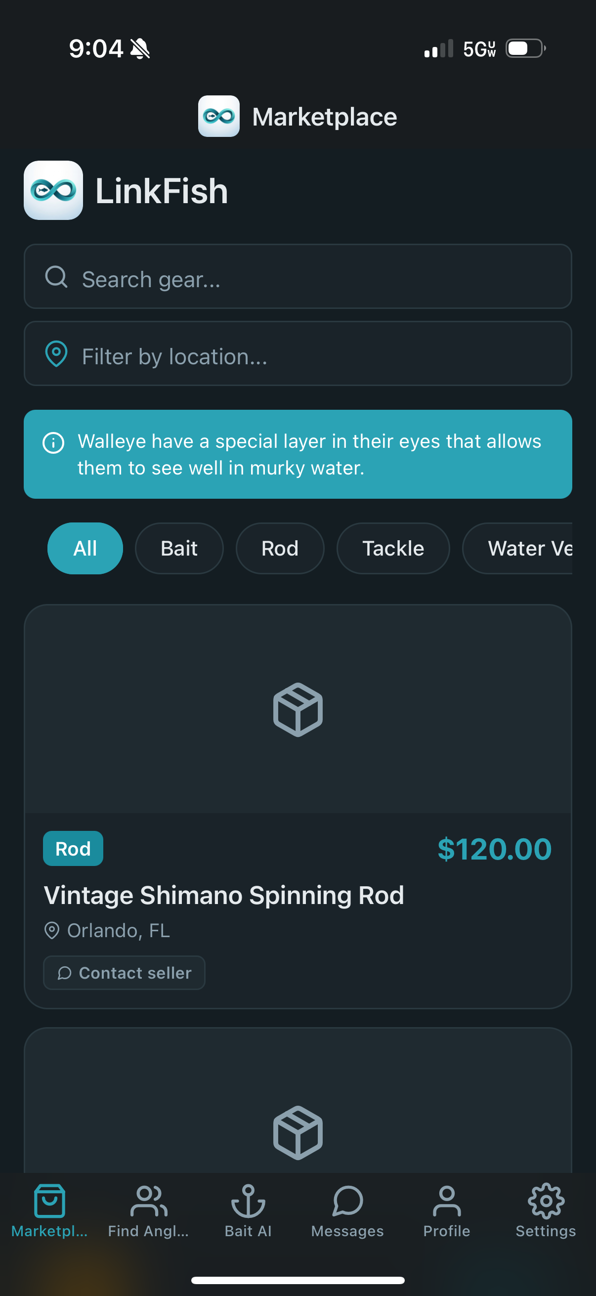 Marketplace screen